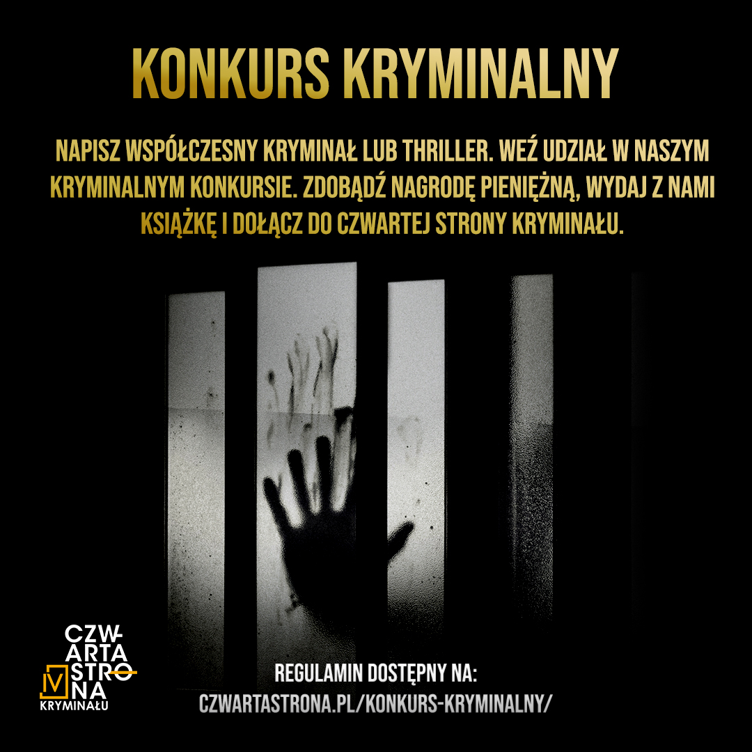 Plakat konkursu na powieść z Czwartą Stroną Kryminału.