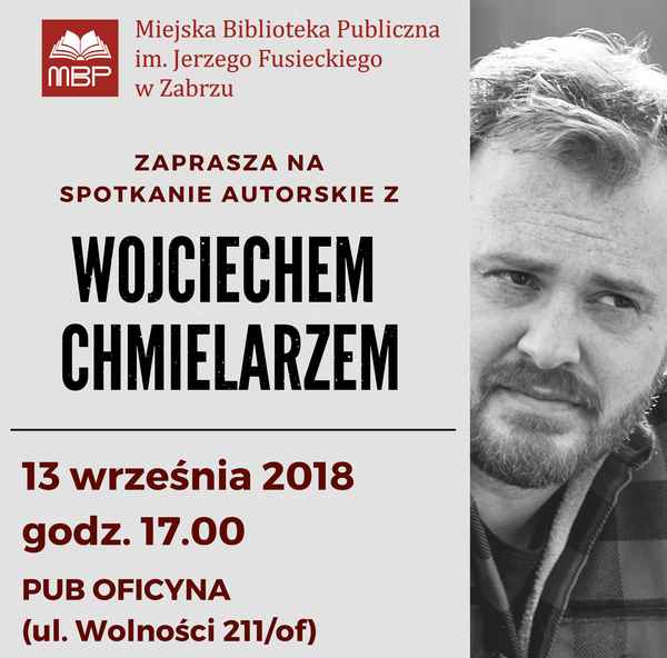 Plakat z Wojciechem Chmielarzem na Kryminalnych Zagadkach Śląska.